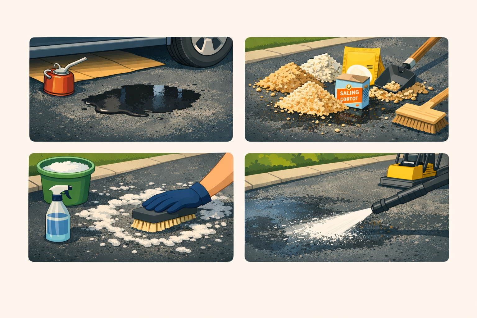 how to remeove oil from a tarmac driveway